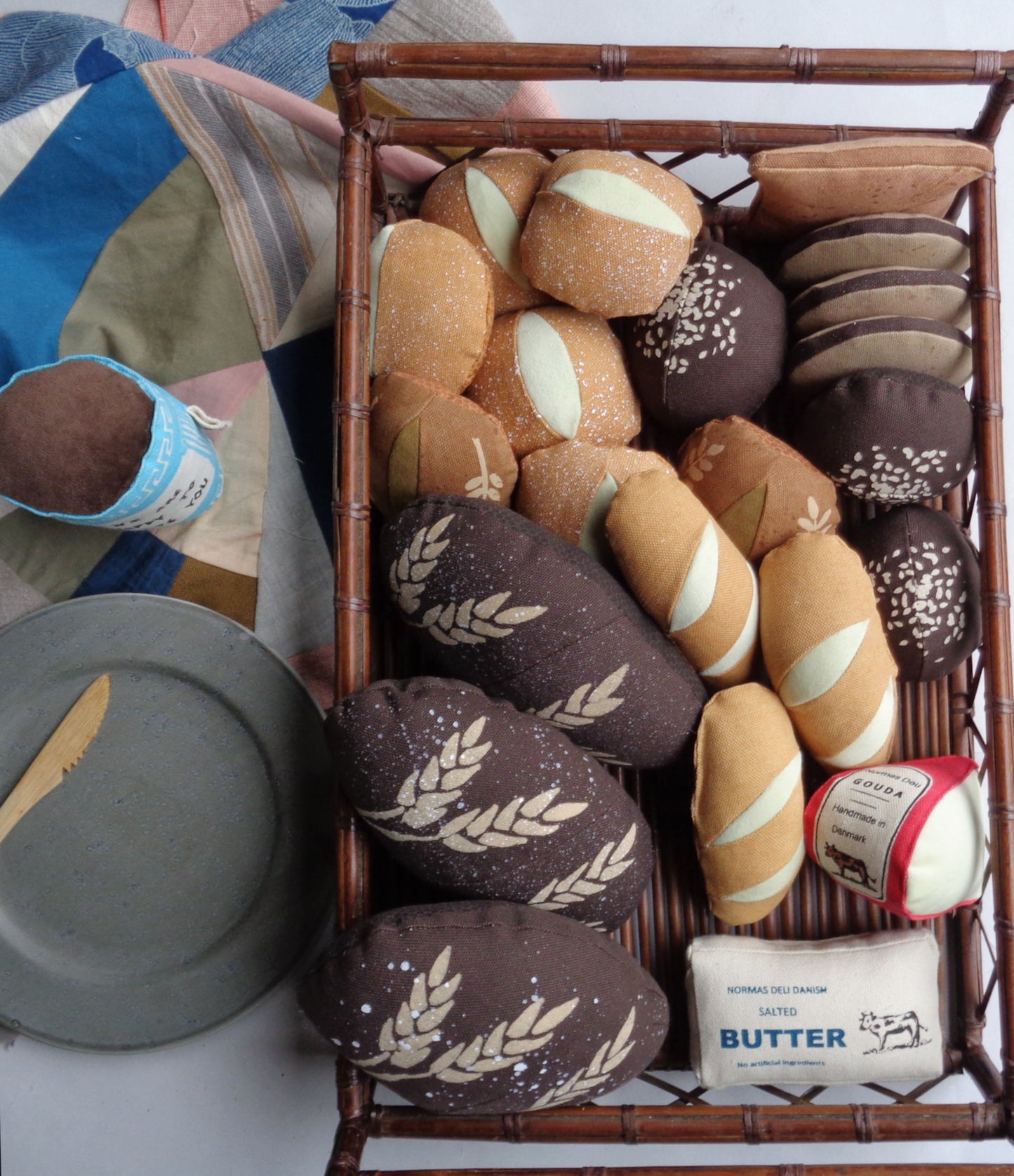 Handprinted French Baguette Toy – Cotton & Velvet