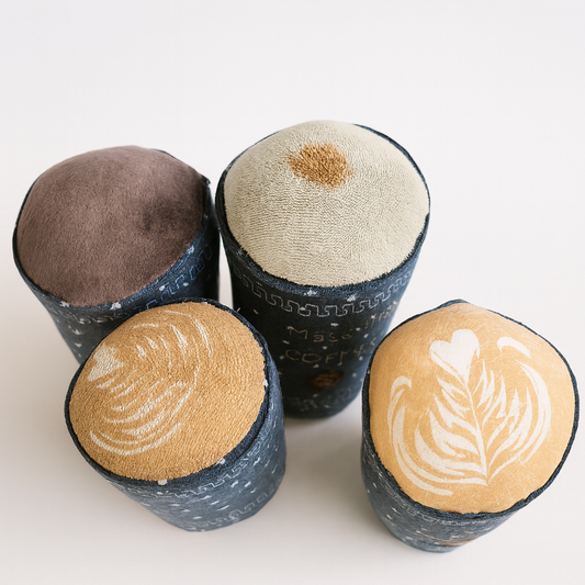 Coffee Cup Play Food – Upcycled Fabric Toy | Americano, Latte, Macchiato, Flat White