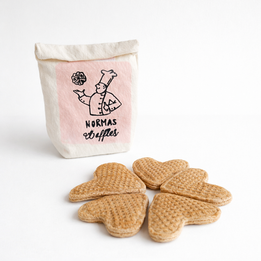 Handmade fabric waffle play set with cotton bag by normadot