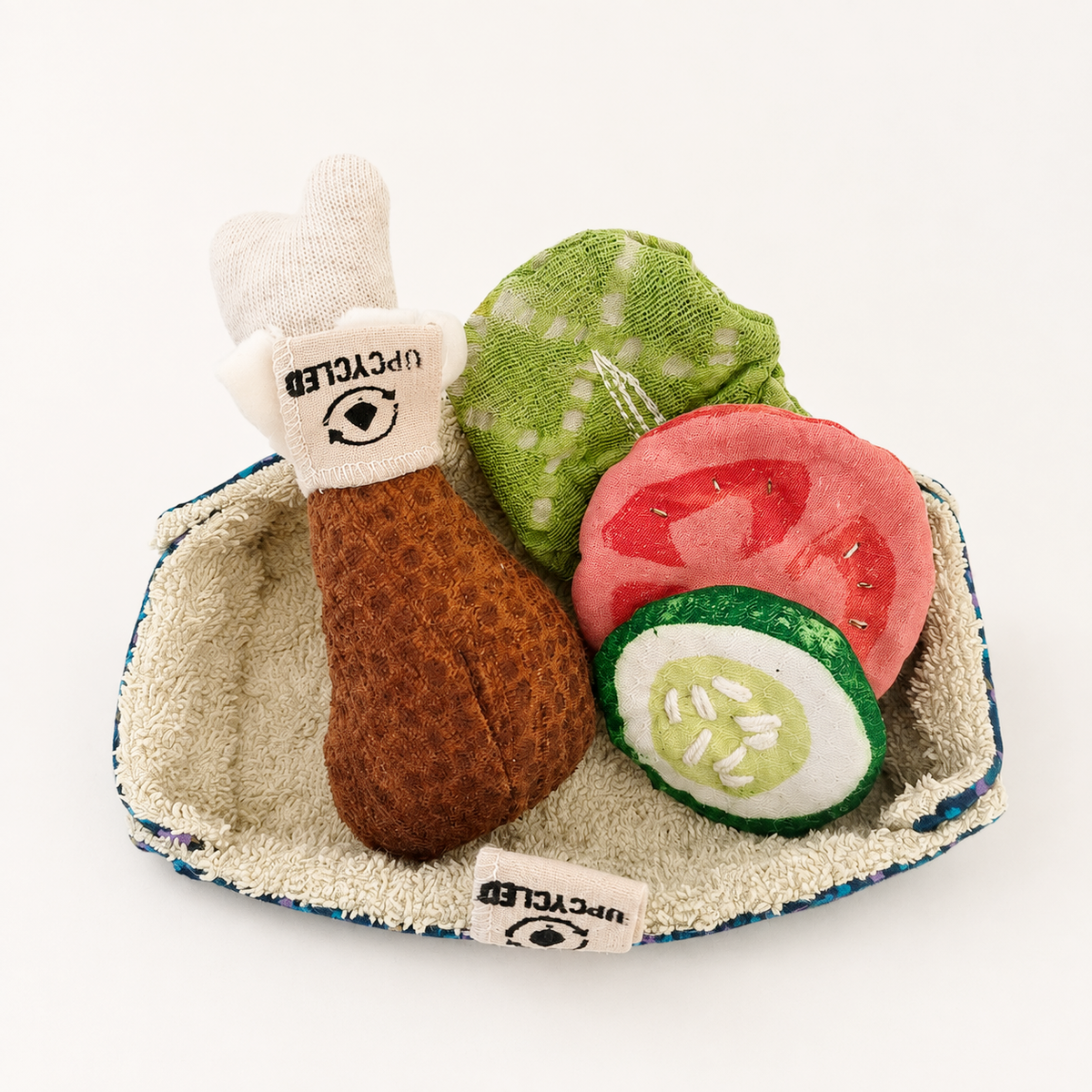 Upcycled Takeaway Tray – Fabric Play Food Set
