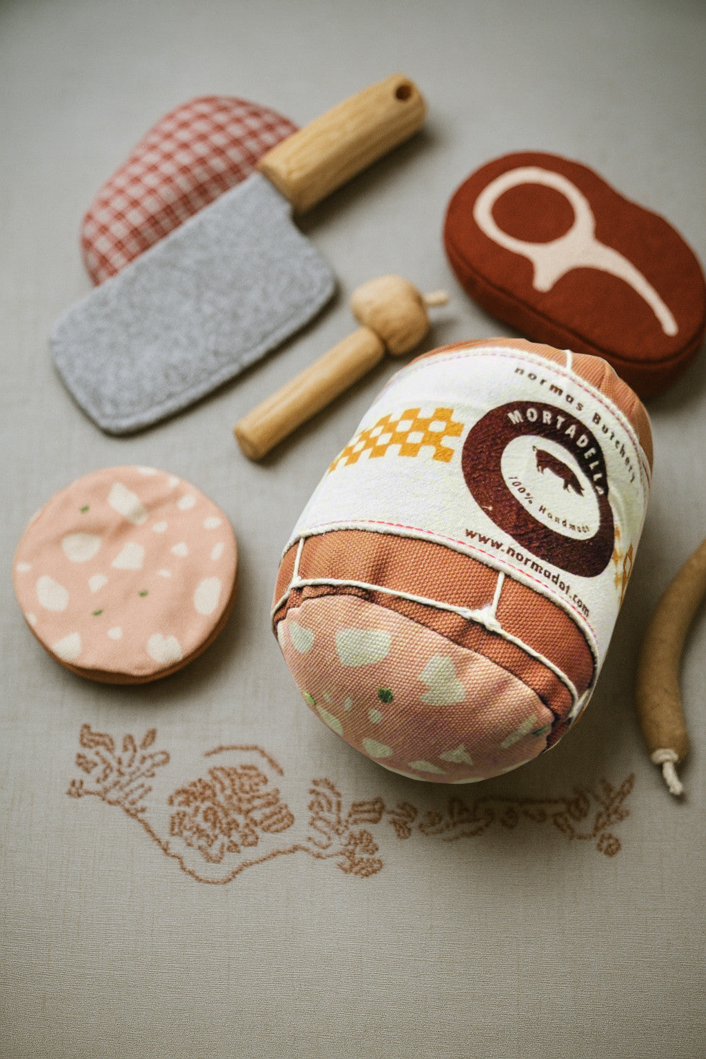 Handmade Mortadella Toy with Slice – Italian Deli Play Food by Normadot