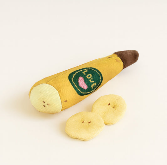 Handmade Fabric Banana Toy with Slices – Eco-Friendly Play Food