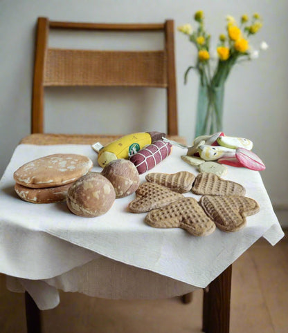 Play Baker Toy Food Fabric , Waffles, Æble Skiver , Pancakes