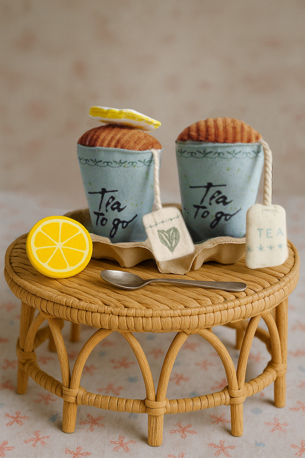 Plush Tea To Go Rattle Cup – Handmade in Denmark