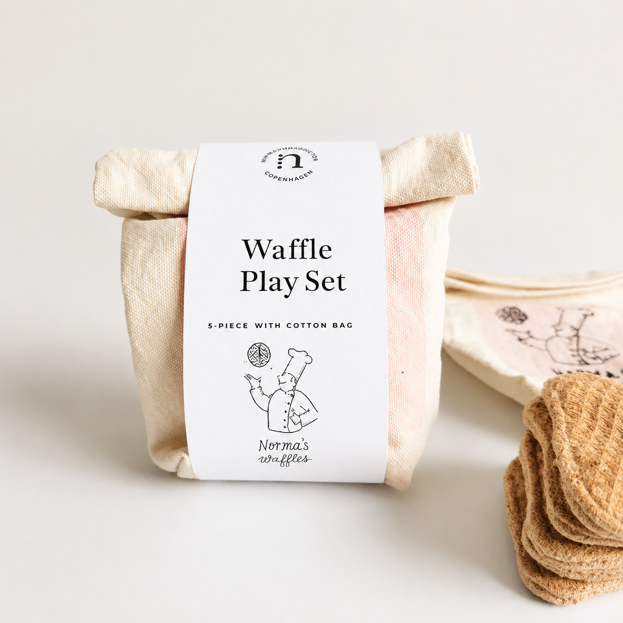 Waffle Play Set – 7 Pieces with Cotton Bag