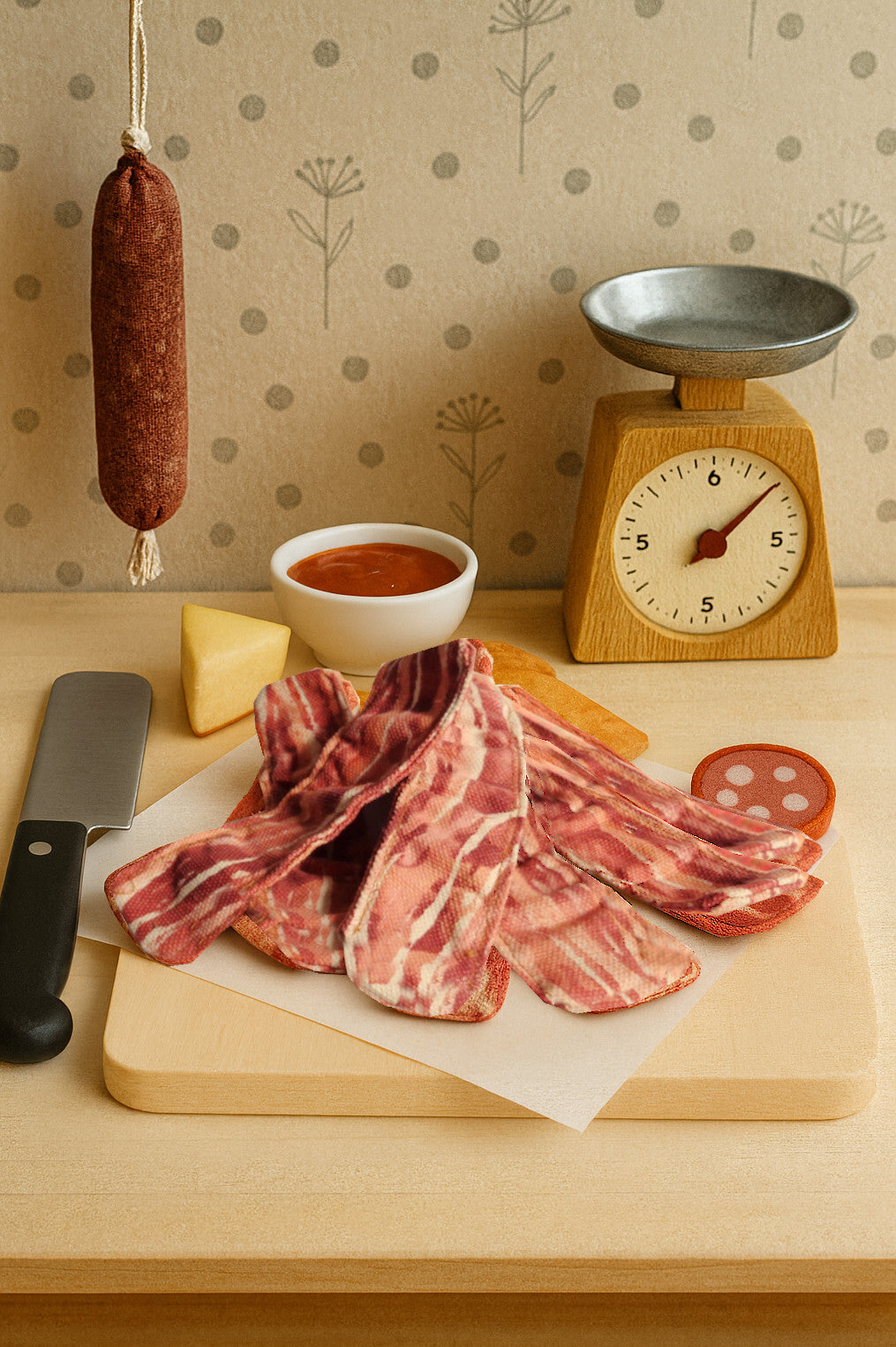 Handmade Fabric Bacon – Set of 2 | Pretend Play Food