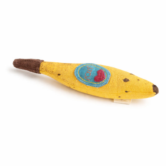 Handmade Banana Baby Rattle with Embroidered Heart – Danish Design