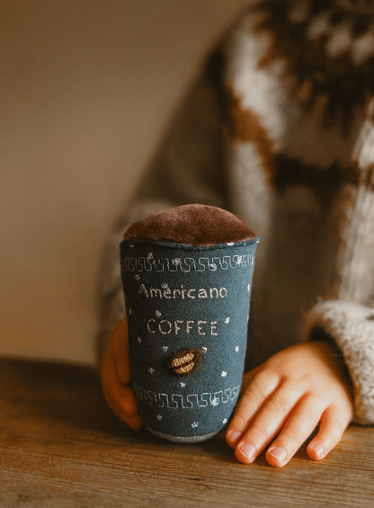 Coffee Cup Play Food – Upcycled Fabric Toy | Americano, Latte, Macchiato, Flat White