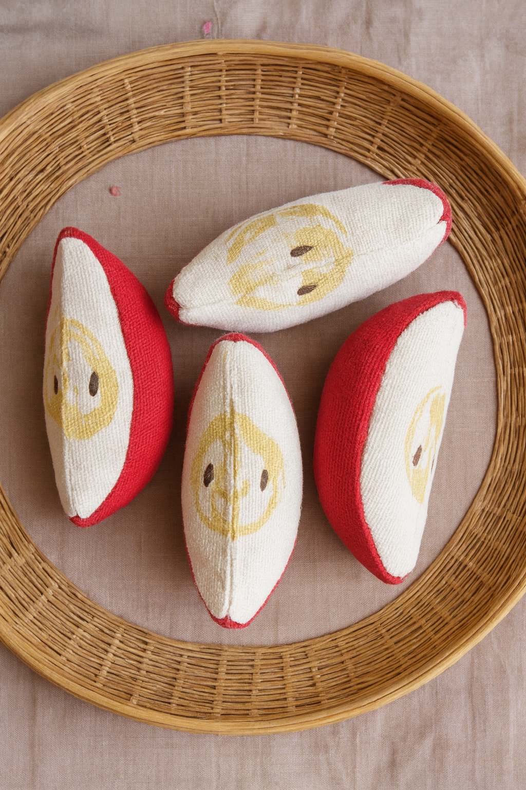 Handmade Fabric 3 Apple Slices – Soft Pretend Play Toy
