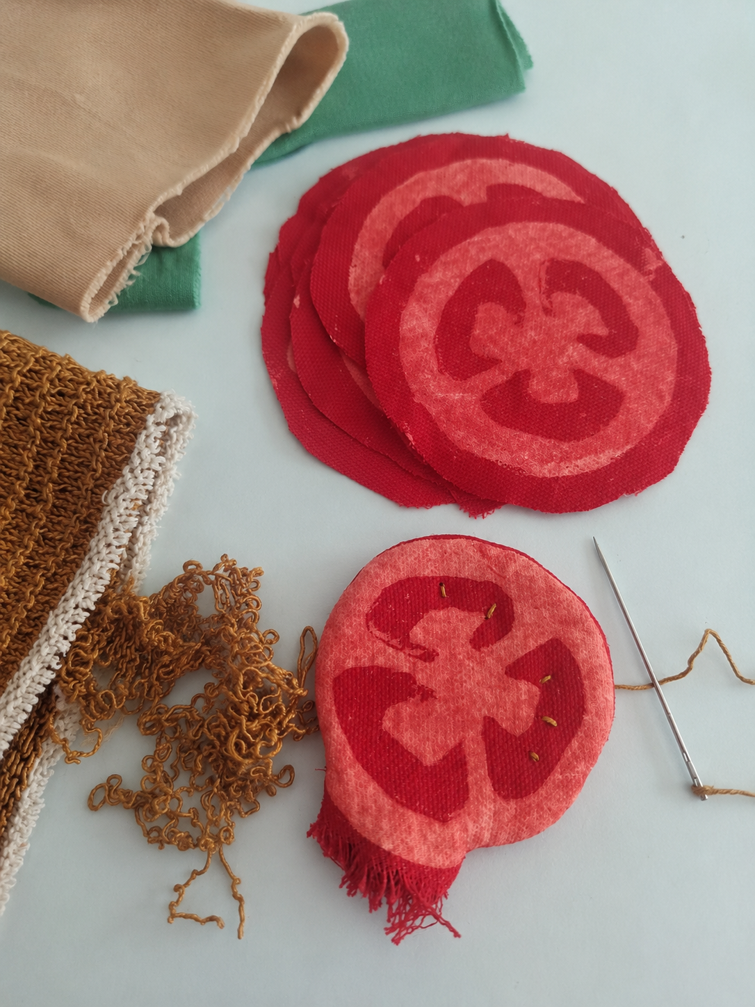 Handmade Tomato Slices – Fabric Play Food (2-Pack)