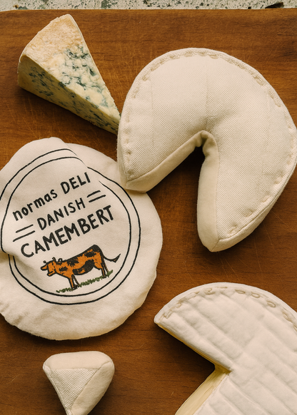 Handmade Embroidered Camembert Cheese Toy – Play Food for Kids