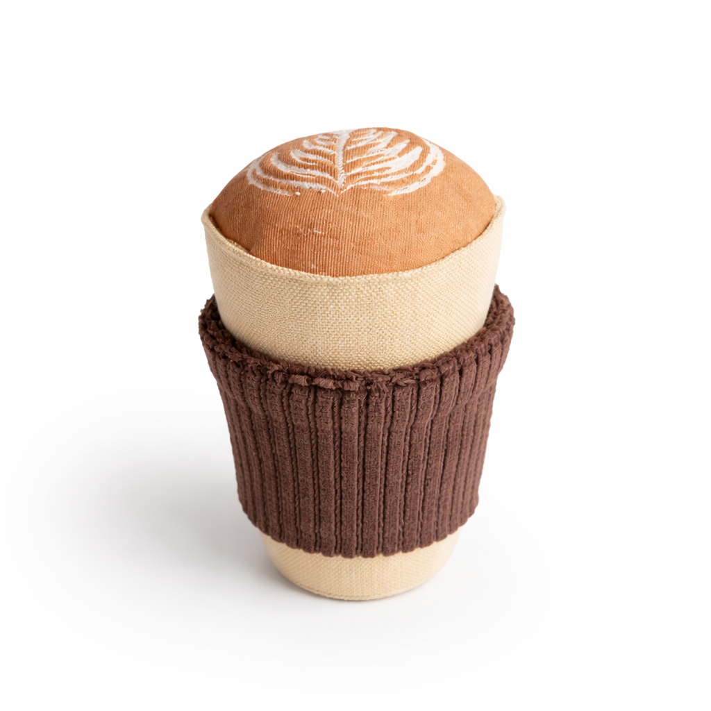 Embroidered  Cappuccino Cup Rattle