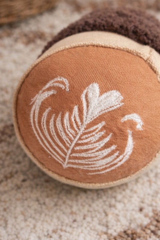 Embroidered  Cappuccino Cup Rattle