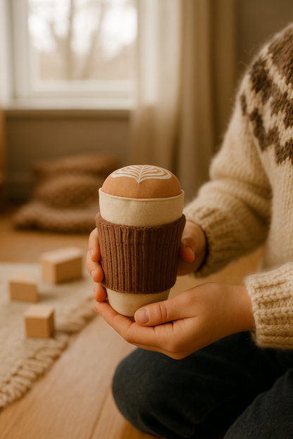 Plush Cappuccino To-Go – Handmade in Denmark (12 cm)