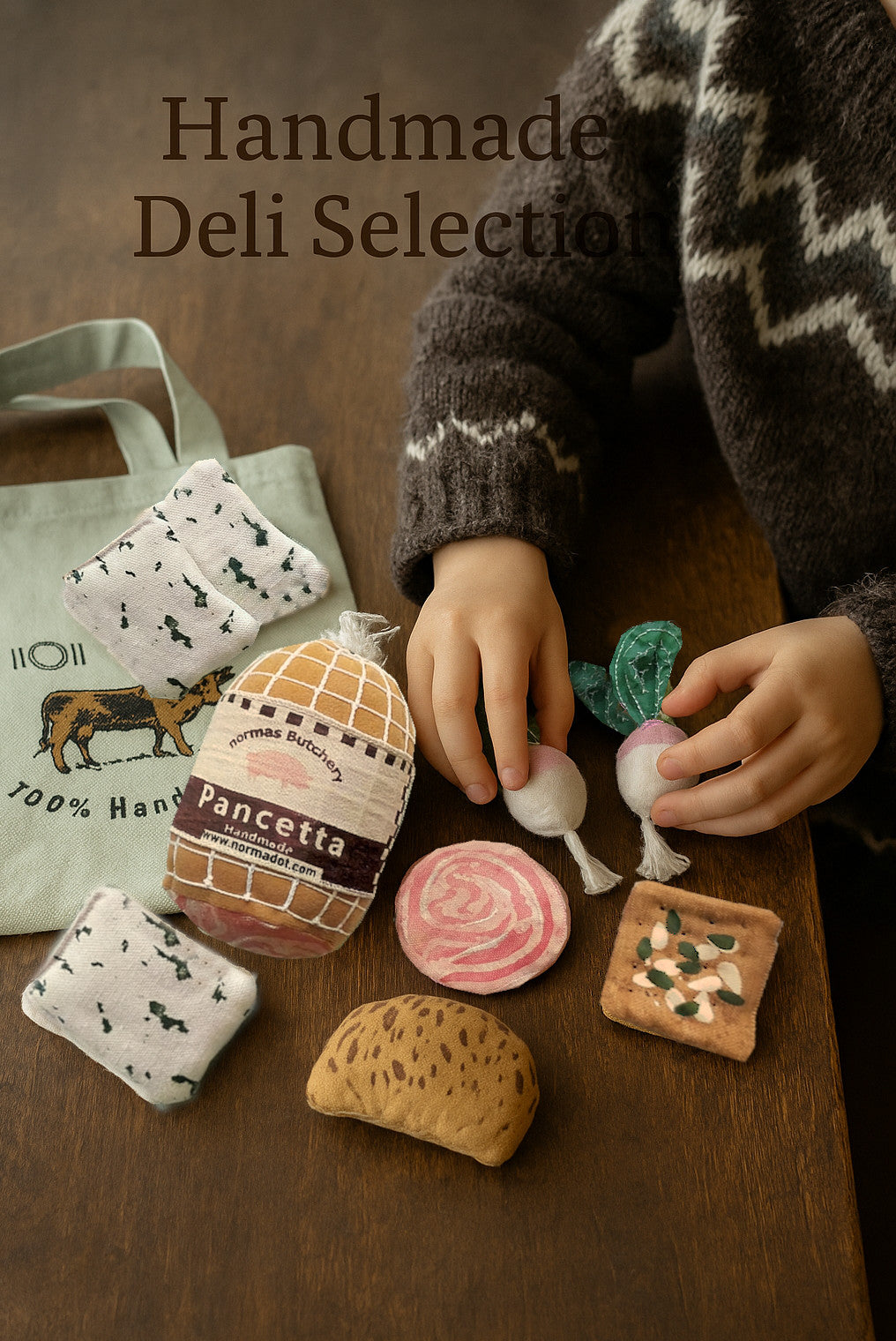 Soft Deli Grocery Play Set – Handmade Fabric Food & Tote
