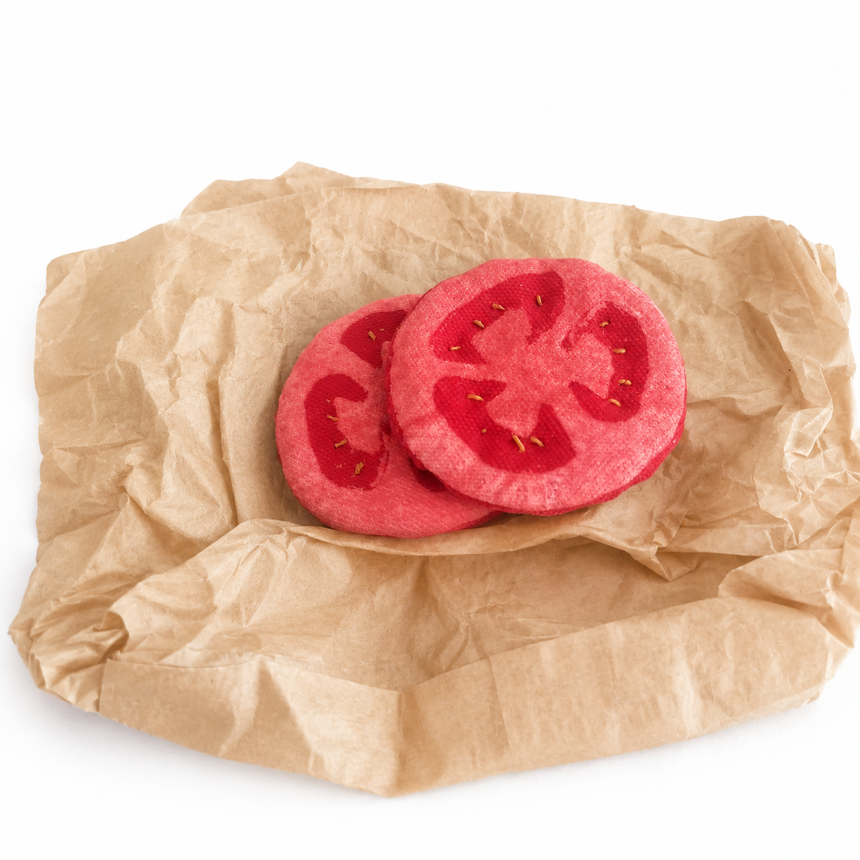 Handmade Tomato Slices – Fabric Play Food (2-Pack)