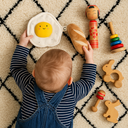Soft Velvet Fried Egg Crinkle Toy – Sensory Baby Toy Handmade in Denmark