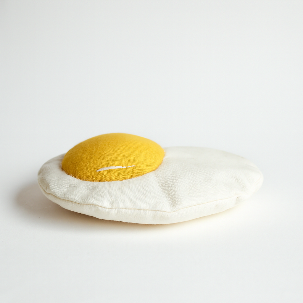 Handmade Plush Fried Egg Toy – Soft Play Food for Kids