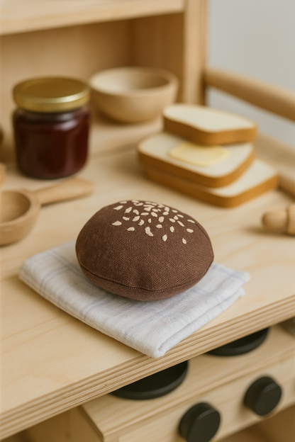 Handmade Wholemeal Sesame Roll – Pretend Play Food (1 Piece)