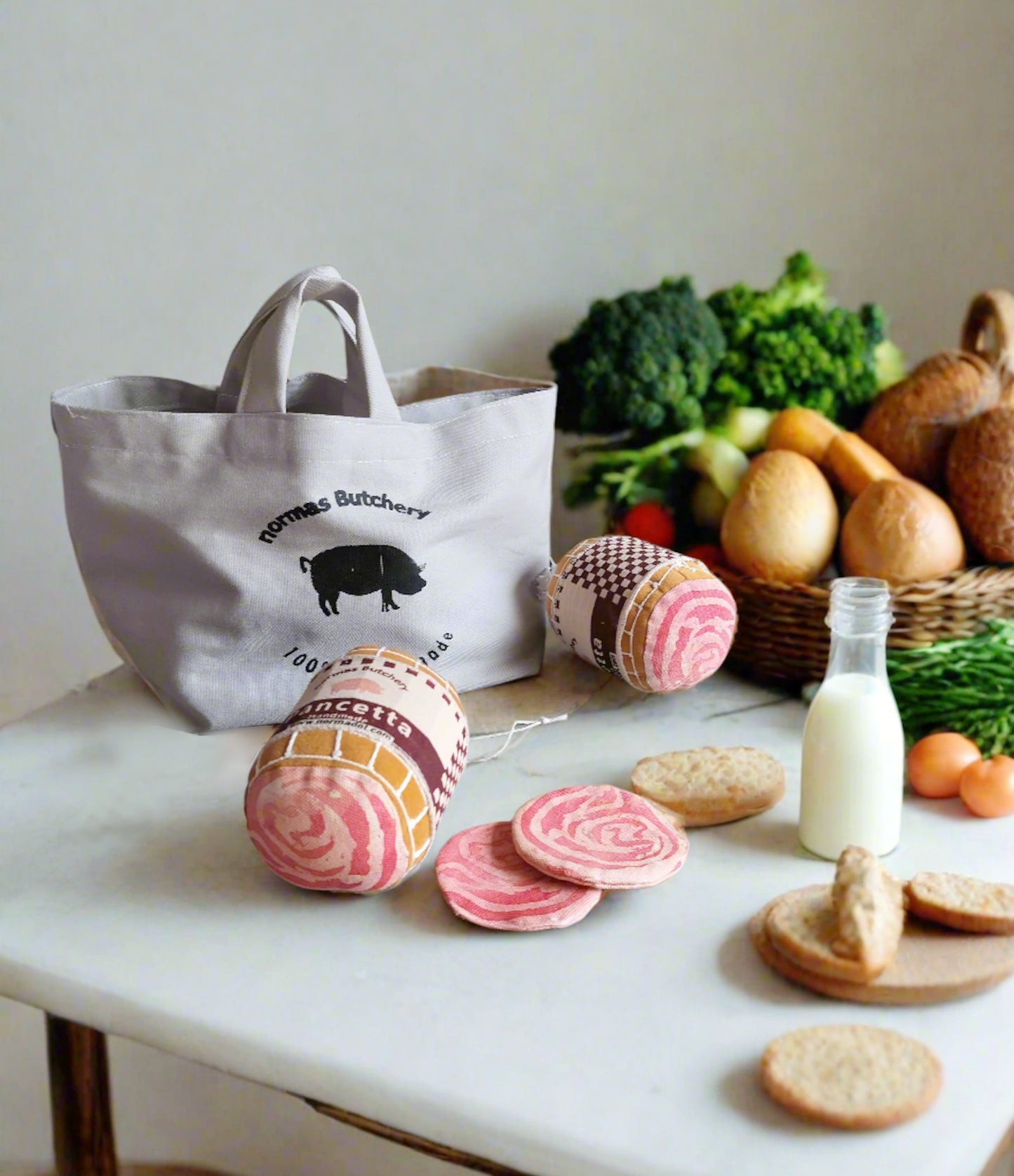 Play Food Charcuterie  Pancetta Fabric Toys, Legemad salami, pancetta, Pantcetta, salami