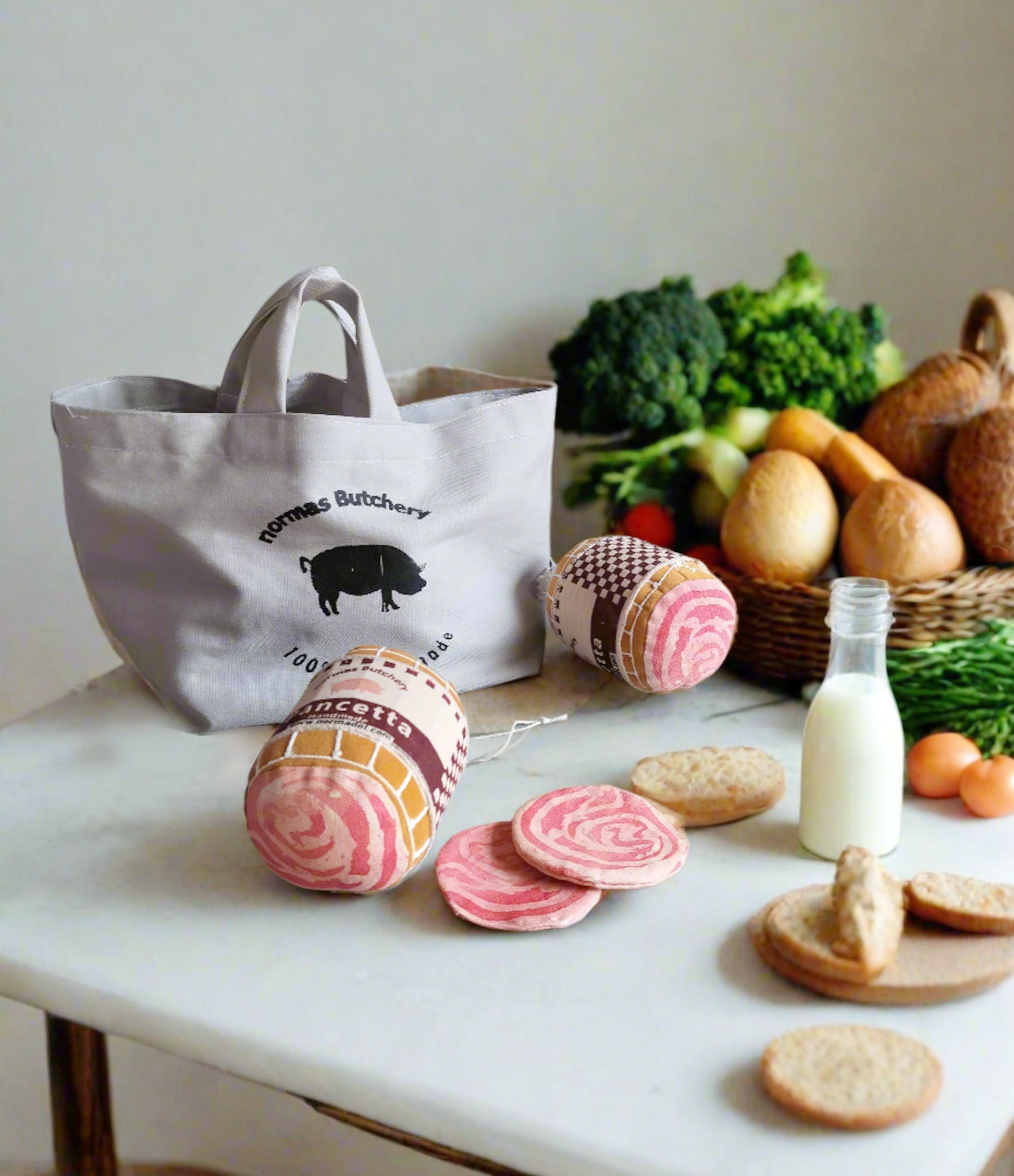 Play Food Charcuterie  Pancetta Fabric Toys, Legemad salami, pancetta, Pantcetta, salami