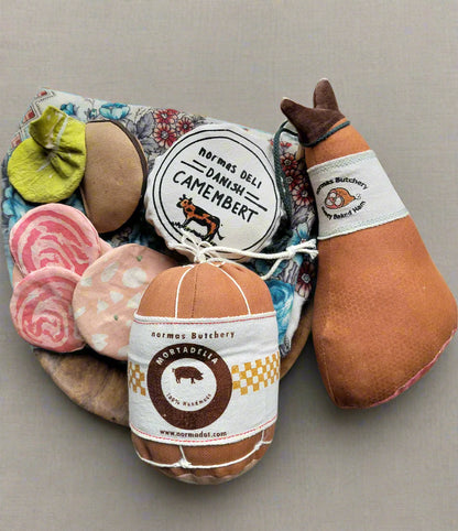 Play Food fabric Mortadella handmade Toy, Legemad Mortadella , Legemad Salami