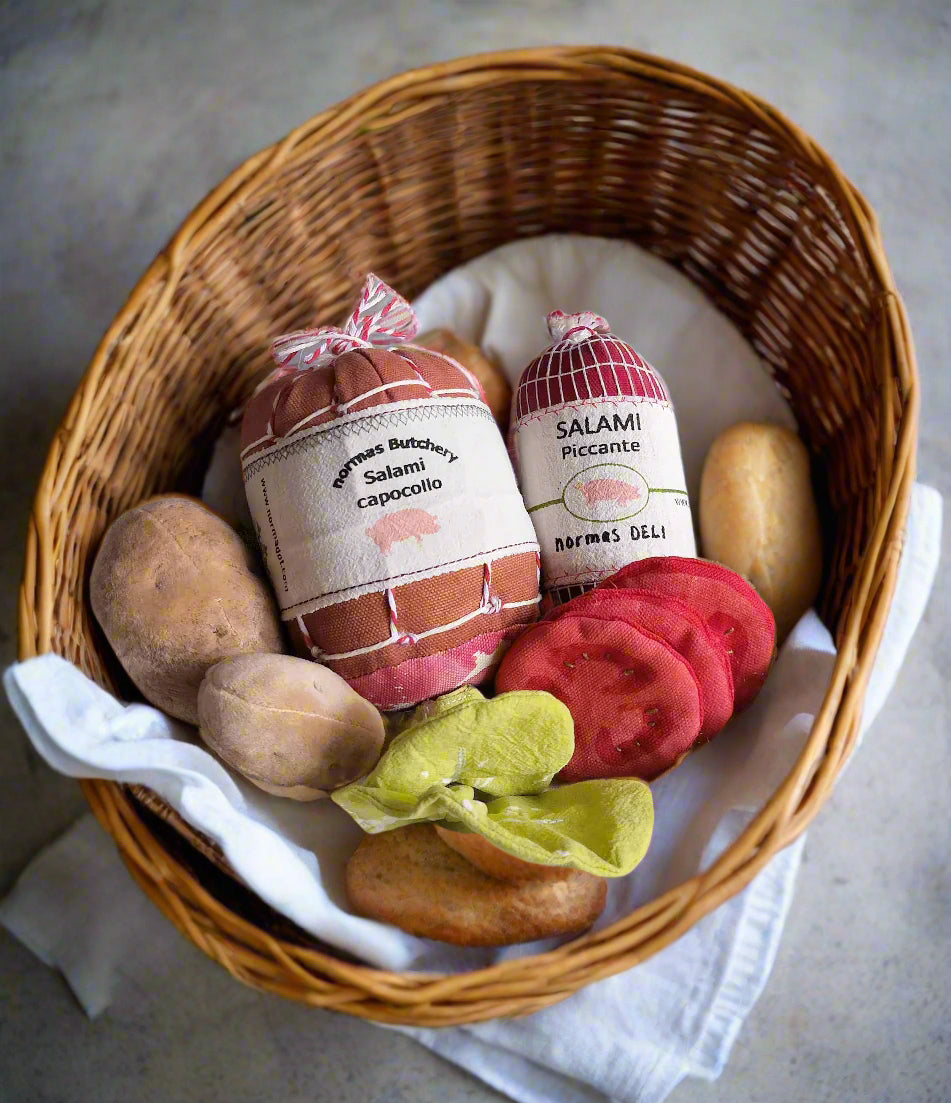 Play Food Charcuterie  Salami , Potato, Veggies Fabric Toys