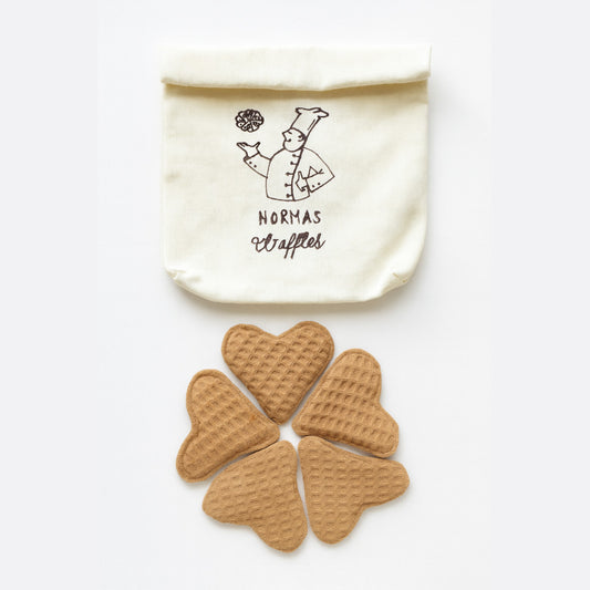 Handmade Fabric Waffle Play Set – 5-Piece with Baker Bag